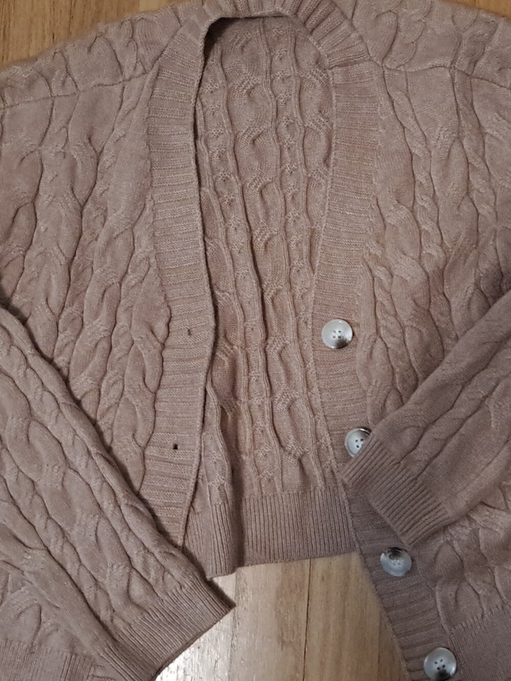 Cyrus Women's Cable Knit Button Cardigan - Taupe
